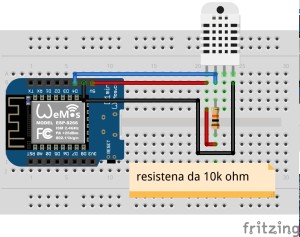 schema elettrico di collegamente d1 mini e dht**