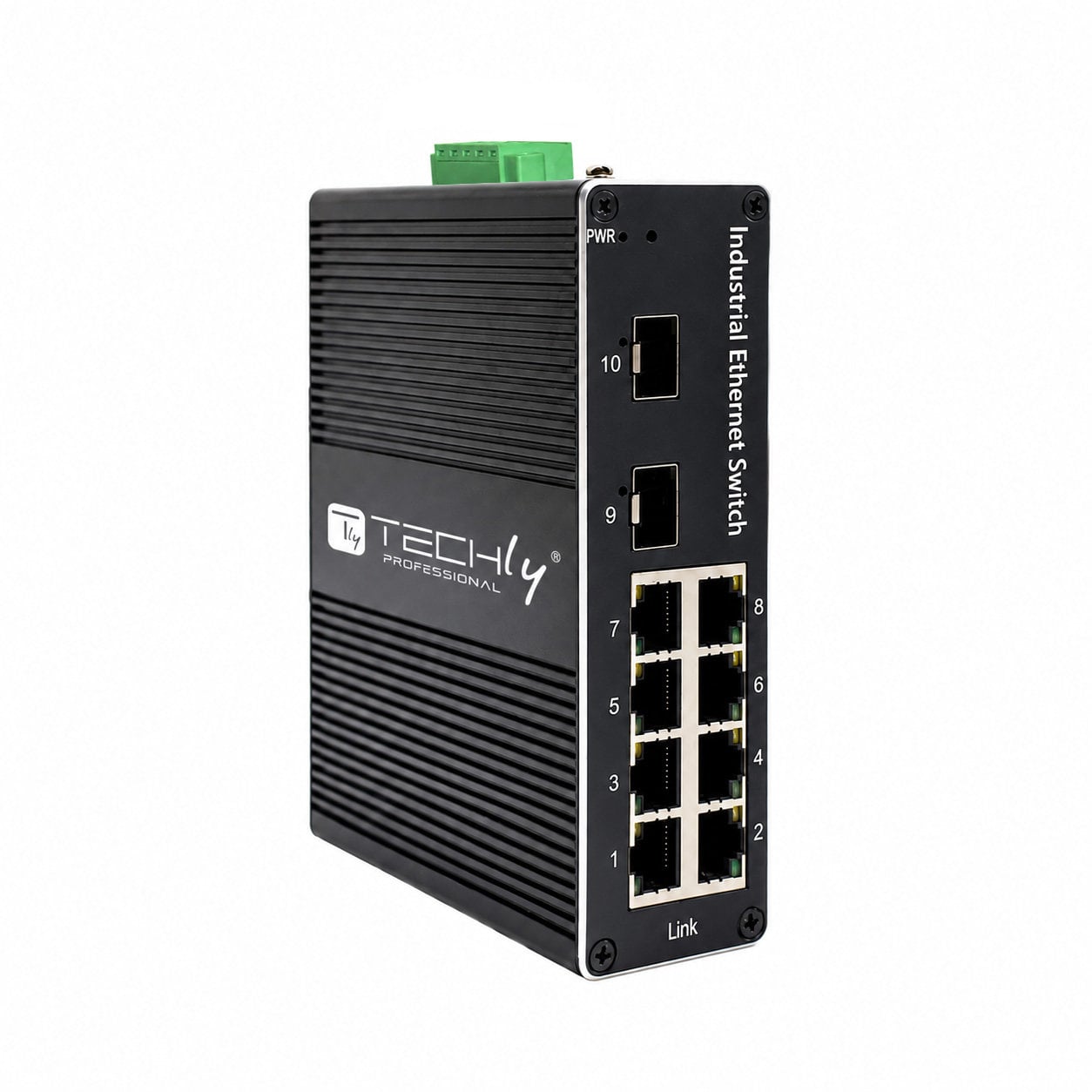 Convertitore Ethernet Industriale Gigabit 8 Porte RJ45 + 2 Porte SFP Non Gestito