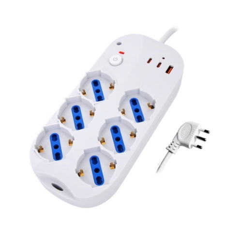 ATLANTIS P011-SL4016-W MULTIPRESA 6 POSTI (6 SCHUKO/ITA-BIP. 10/