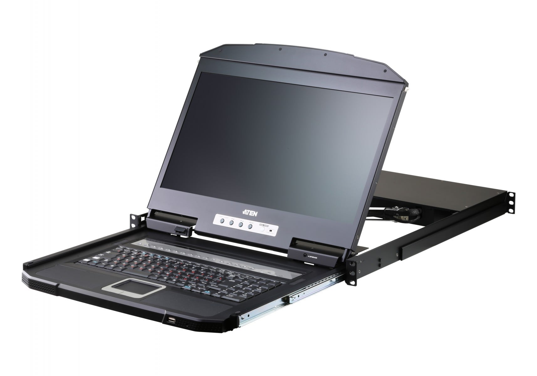 Aten CL3116NX-ATA-FG 16-Port Short Depth PS/2-USB VGA Single Rail WideScreen LCD Switch KVM 18.5" 1366x768 con tastiera francese